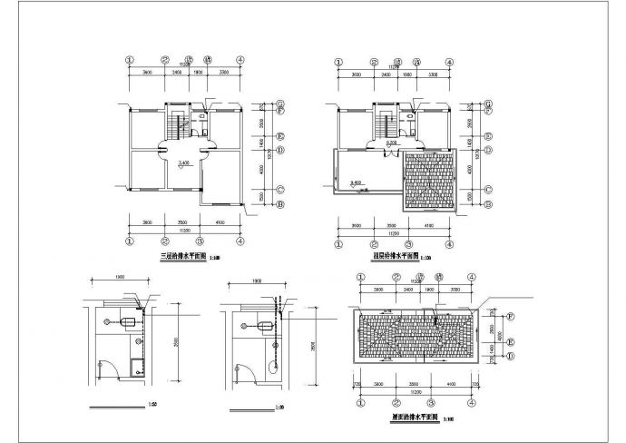 宿州市某村镇4层砖混结构乡村别墅给排水设计CAD图纸_图1