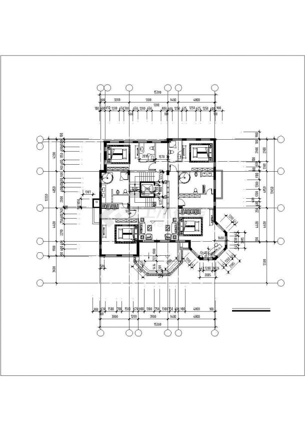 415平米3层框混结构乡村别墅平立剖面设计CAD图纸（含地下室）-图一