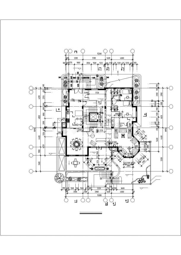 415平米3层框混结构乡村别墅平立剖面设计CAD图纸（含地下室）-图二