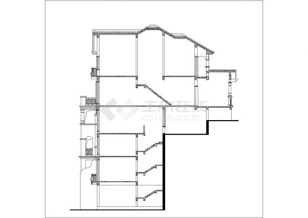 3+1层双拼式单体别墅平立剖面设计CAD图纸（含地下3层/每户320平米）-图一