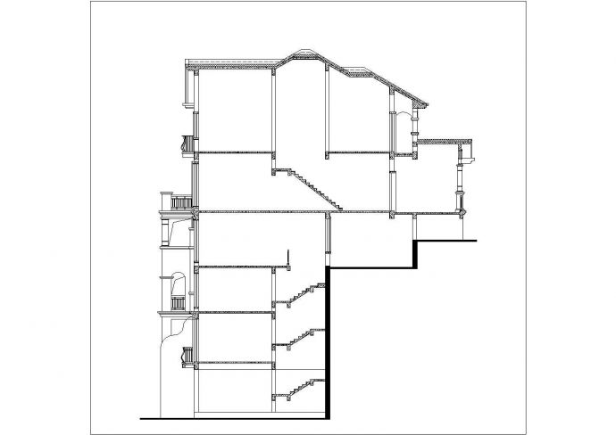 3+1层双拼式单体别墅平立剖面设计CAD图纸（含地下3层/每户320平米）_图1