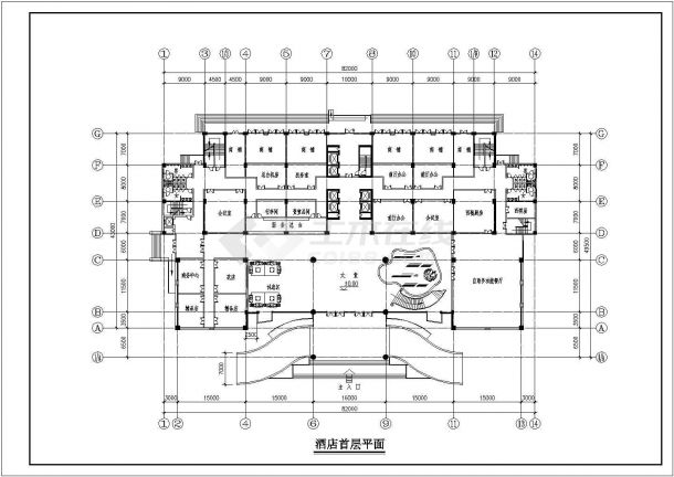 酒店设计_某现代二十层高层酒店CAD方案图纸-图一