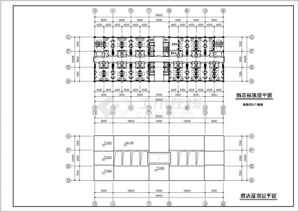 酒店设计_某现代二十层高层酒店CAD方案图纸-图二