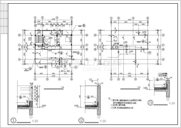 451平米4层钢混框架结构单体别墅全套建筑设计CAD图纸-图一