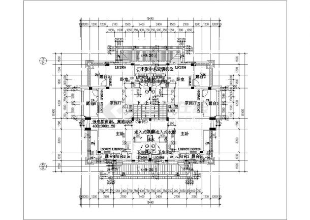 352平米3层框架结构独栋别墅建筑设计CAD图纸（含夹层和效果图）-图二