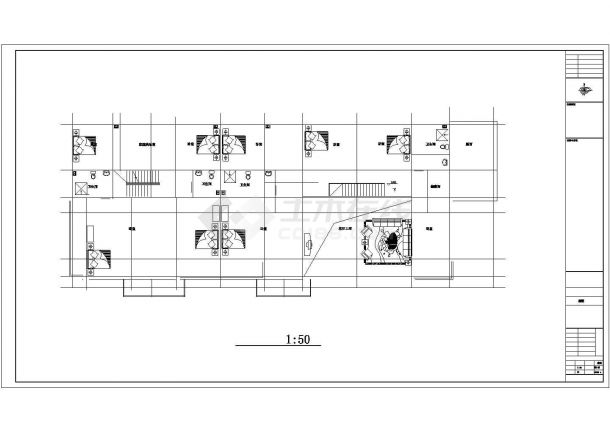 1570平米2层框混结构双拼别墅建筑+结构设计CAD图纸（含地下室层）-图一