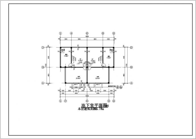 653平米两户并联式高档别墅平立剖面设计CAD图纸（含地下室）_图1