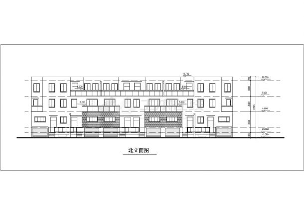 660平米三层框架结构四户组合式别墅平立剖面设计CAD图纸（含效果图）-图一