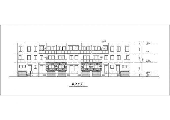 660平米三层框架结构四户组合式别墅平立剖面设计CAD图纸（含效果图）_图1