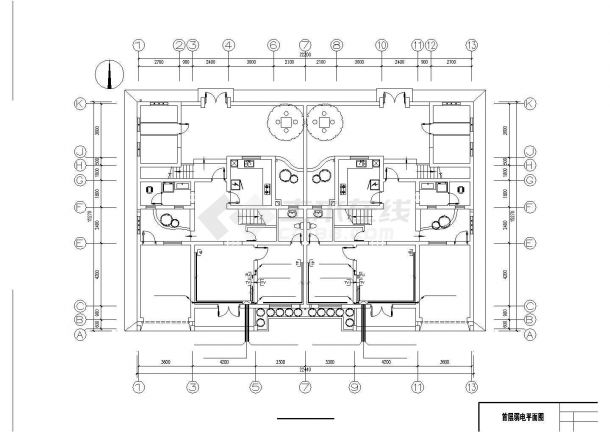 郑州市某小区三层框架结构双拼别墅全套电气系统设计CAD图纸-图二