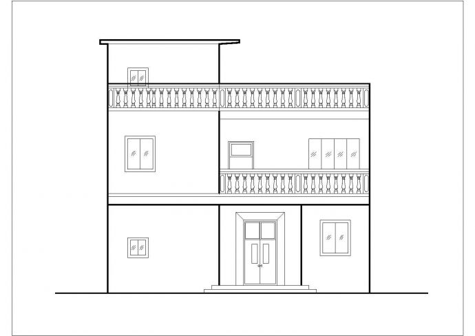 210平米2层钢混框架结构单体别墅平立剖面设计CAD图纸（含天面层）_图1