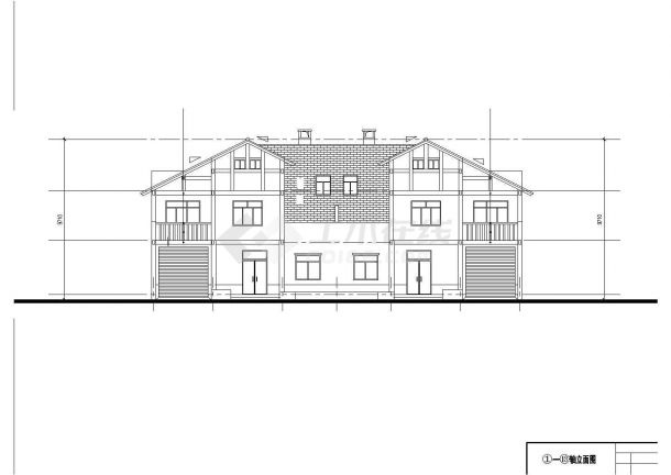 470平米3层框混结构双拼别墅建筑设计CAD图纸（含阁楼层）-图一