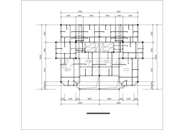沈阳市某现代化小区双层混合结构双拼别墅平立剖面设计CAD图纸-图二