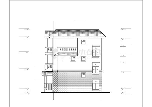 420平米3层框架结构双拼式高档别墅全套建筑+结构设计CAD图纸-图一