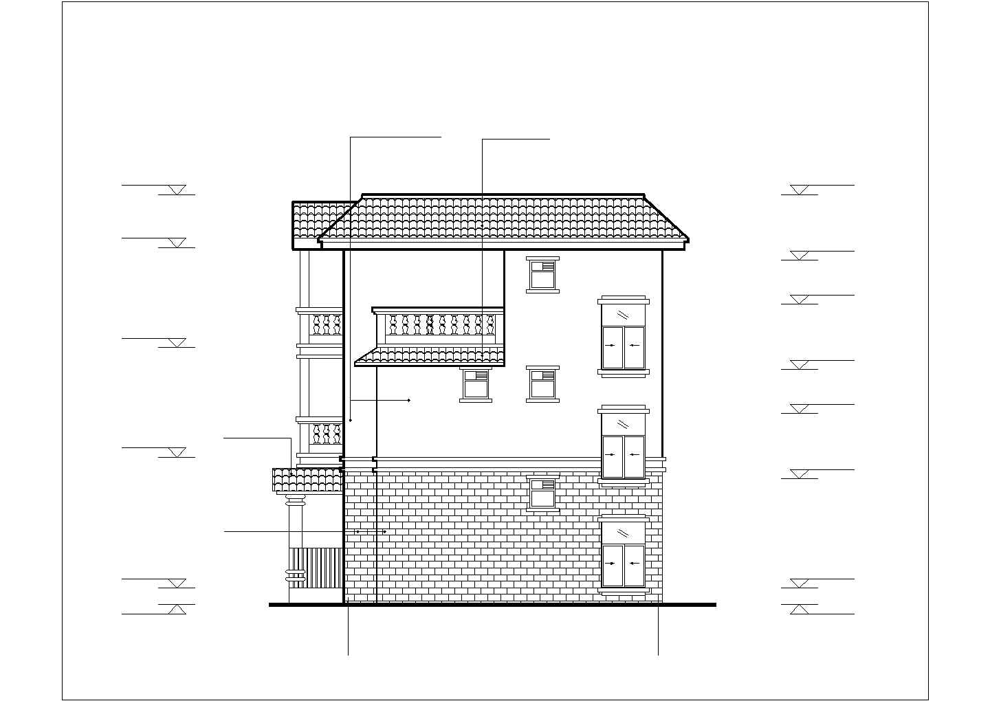 420平米3层框架结构双拼式高档别墅全套建筑+结构设计CAD图纸