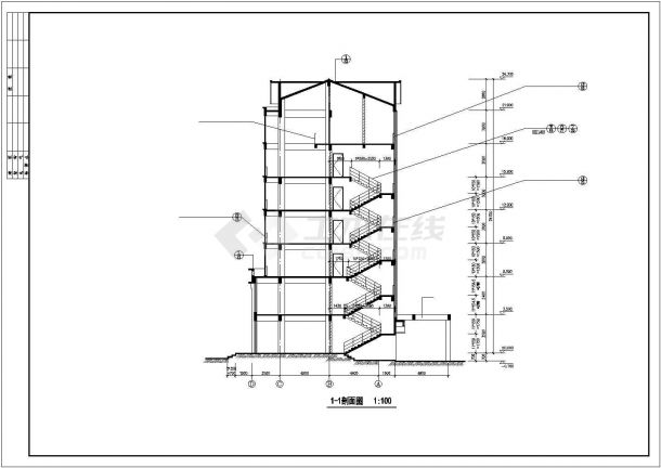 6900平米7层框架结构商住楼全套建筑设计CAD图纸（1-2层商用）-图二