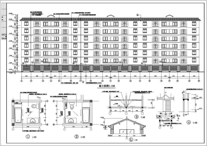 某新建小区5200平米七层框架结构住宅楼建筑设计CAD图纸（含车库）_图1