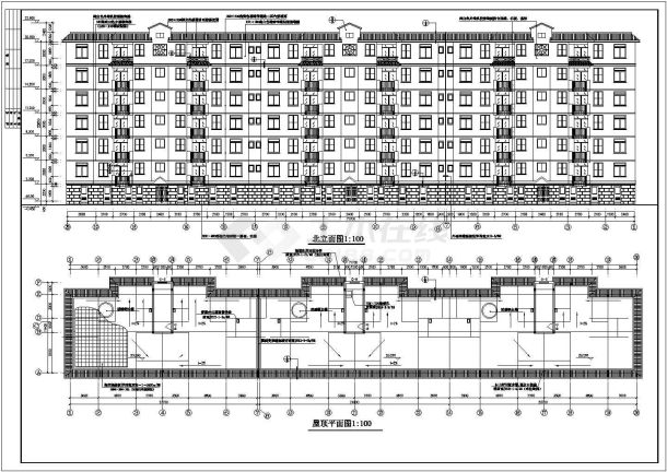 5900平米7层框混结构住宅楼全套建筑设计CAD图纸（底层为车库）-图一