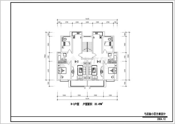 合肥某新建小区28-114平米左右的平面户型设计CAD图纸（7张）-图二
