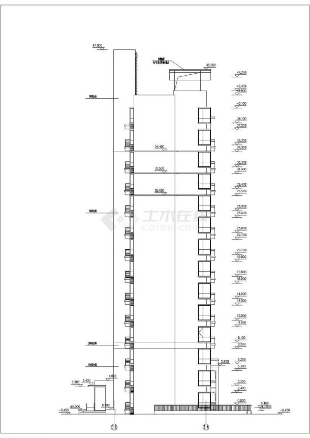 某小区1.3万平米左右14层框架结构住宅楼全套建筑设计CAD图纸-图一
