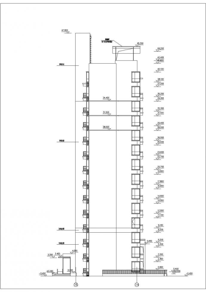 某小区1.3万平米左右14层框架结构住宅楼全套建筑设计CAD图纸_图1