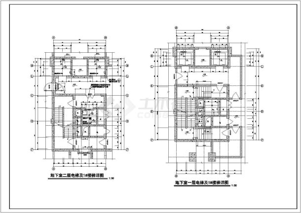上海某小区5400平米地下2层框架结构停车库全套建筑设计CAD图纸-图二