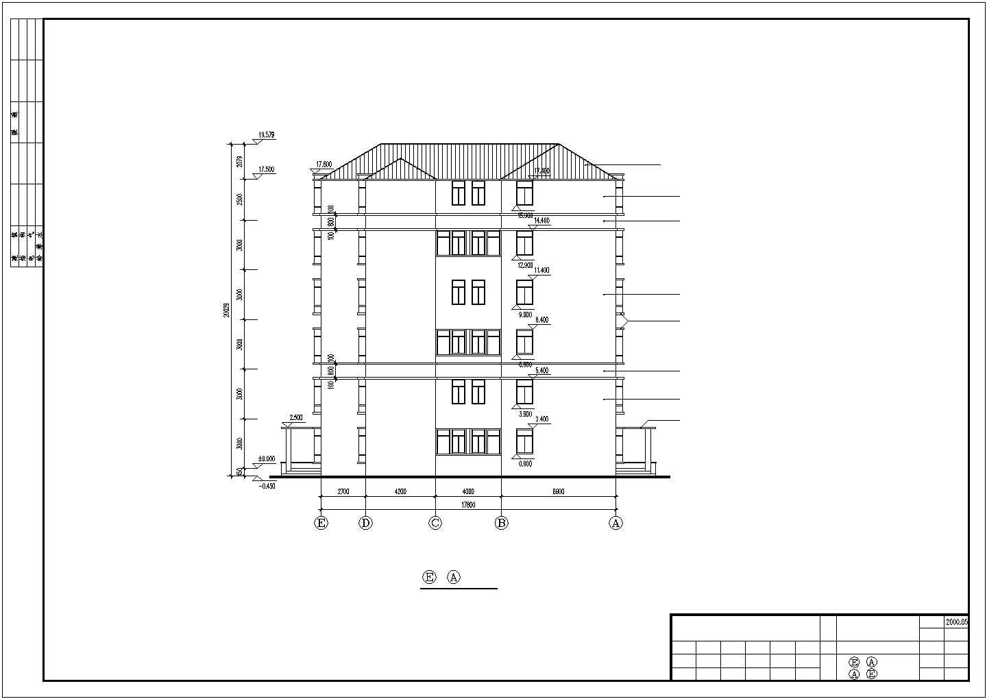 1800平米6层框架结构公寓住宅楼全套平立剖面设计CAD图纸