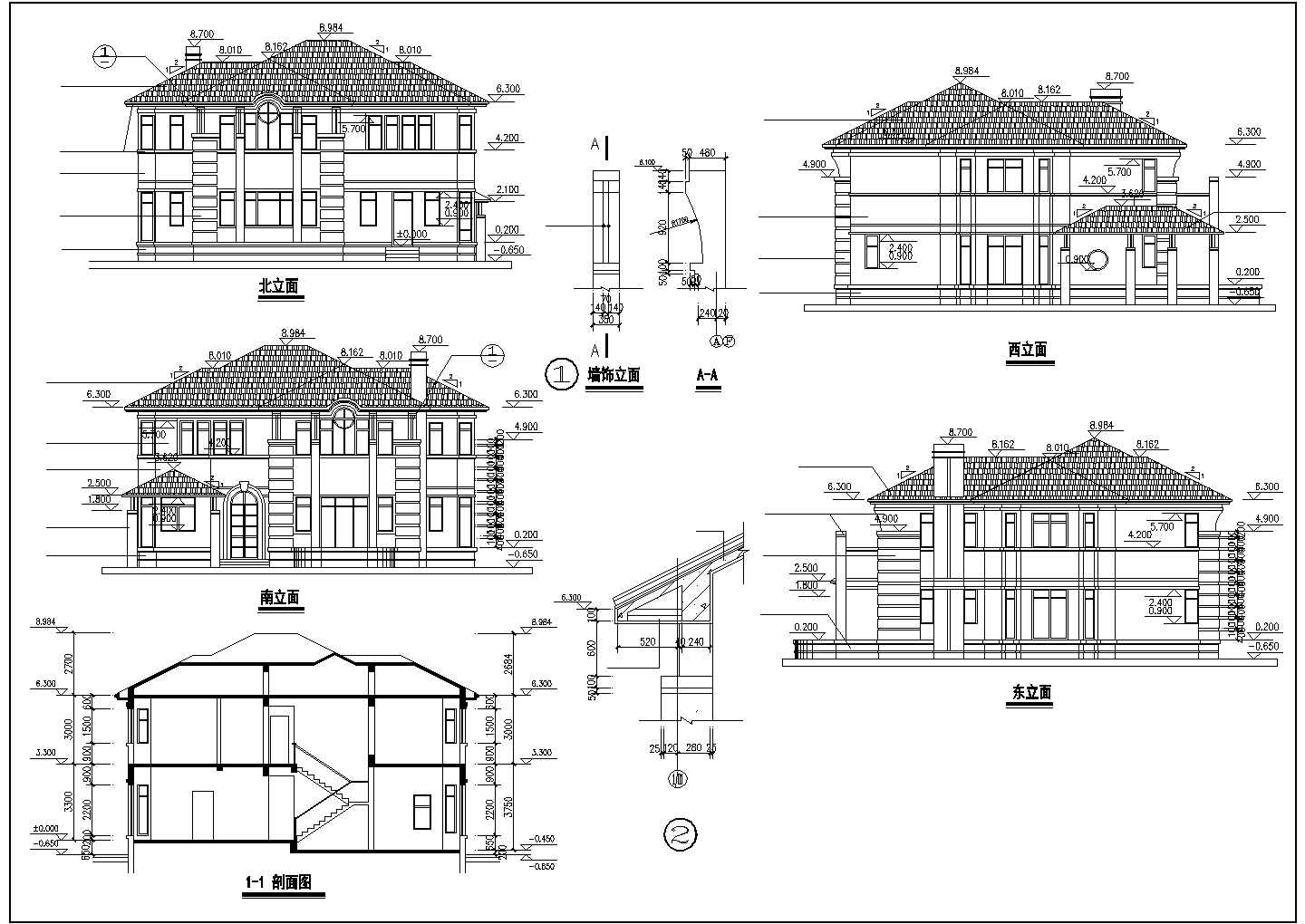 某东南亚风格多层私人精装别墅设计施工方案CAD图纸