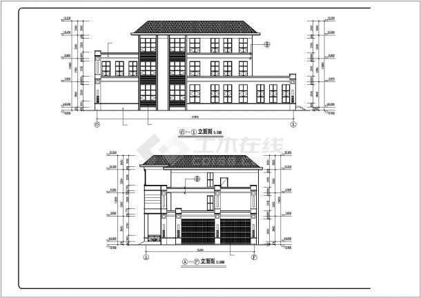某豪华小区欧式风格多层别墅住宅设计施工方案CAD图纸-图一