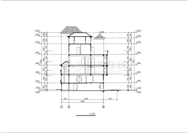 某豪华小区欧式风格多层别墅建筑设计施工方案CAD图纸-图一