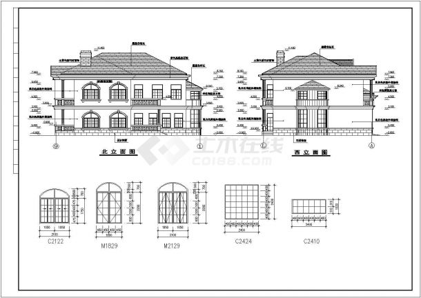 某豪华小区欧式风格别墅住宅设计施工方案CAD图纸-图一