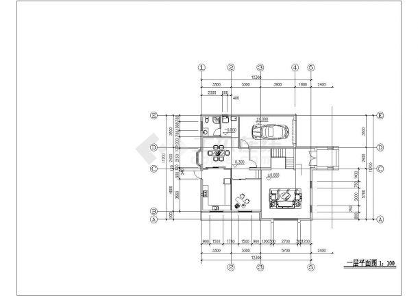 某两层坡屋顶式独栋别墅建筑施工图带效果图-图一