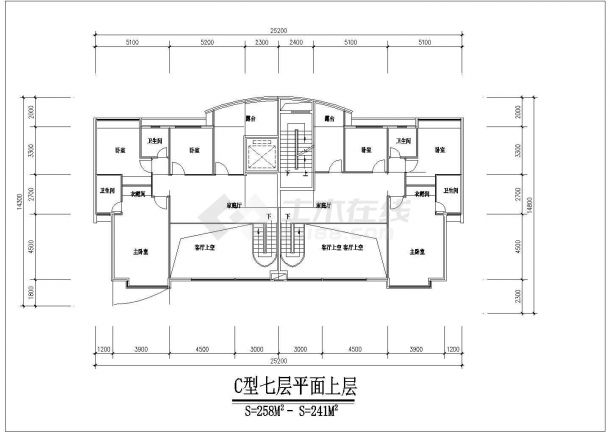 锦州市某教师家属院7层砖混结构住宅楼平面设计CAD图纸（7层为复式）-图一
