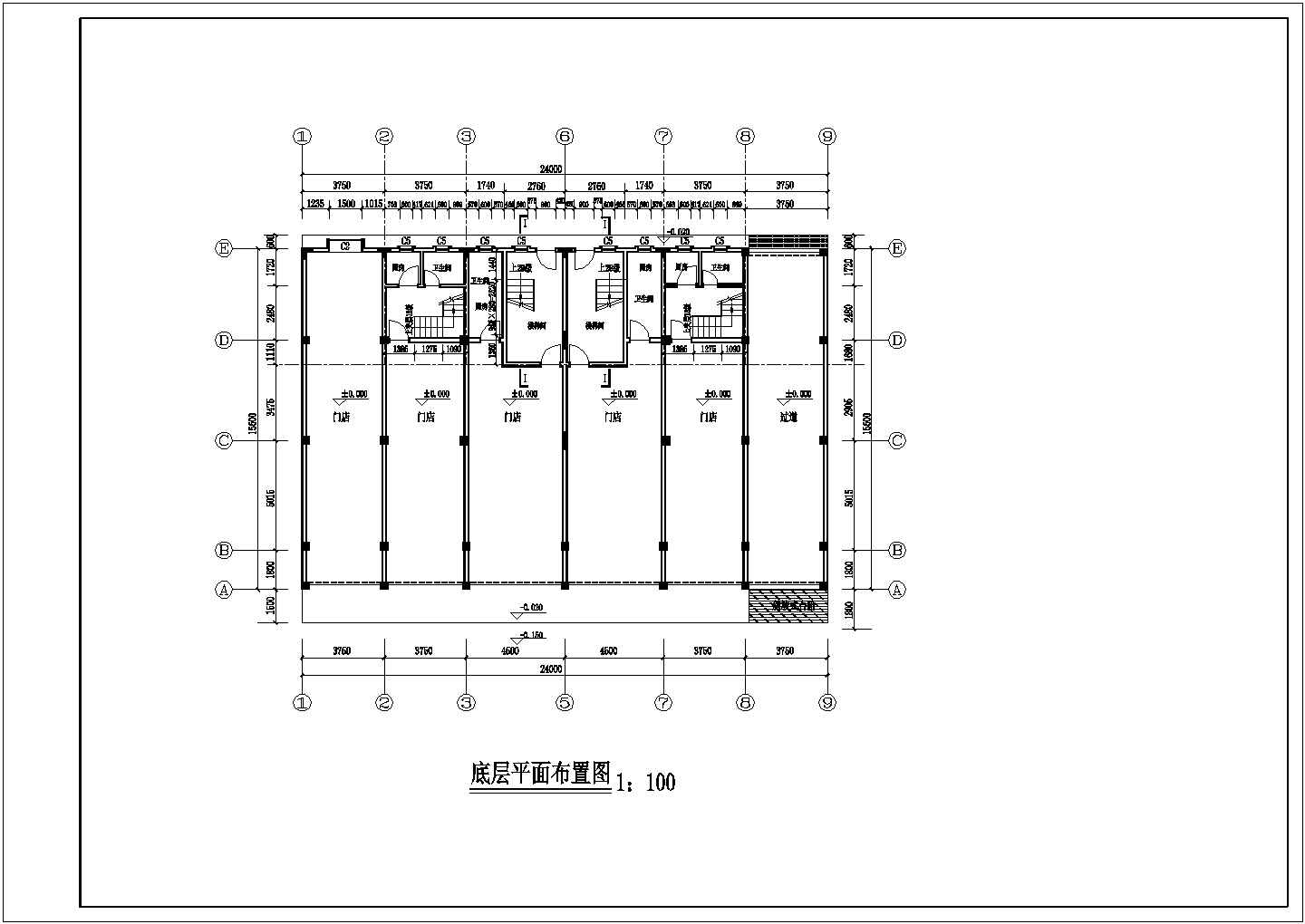 蔡家村自建住宅楼全套建筑施工设计cad图纸(含夹层平面布置图)