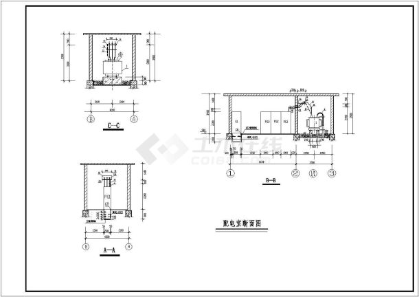 某电站变电所CAD构造设计图纸-图二