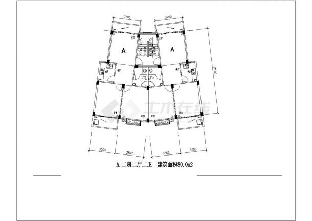 苏州某小高层户型住宅楼全套建筑施工设计cad图-图二