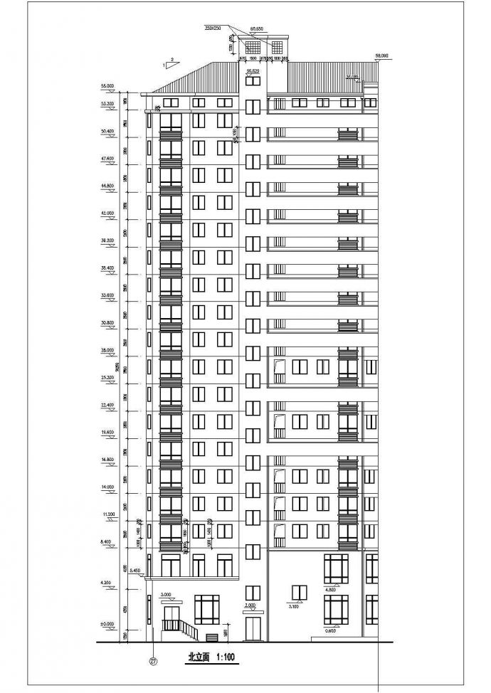 锦州市某社区1.3万平米18层框架结构住宅楼建筑设计CAD图纸（含阁楼）_图1