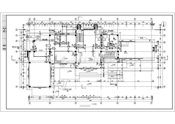 2层带地下室会所建筑施工cad图，共七张-图二