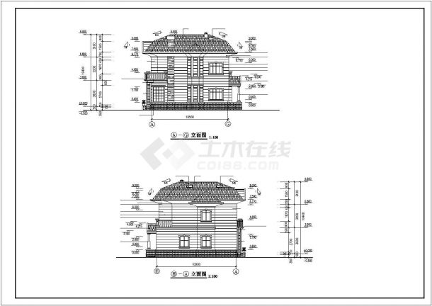 山东小别墅建筑设计CAD图纸-图二
