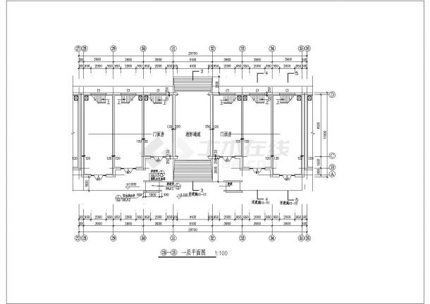 二层商业楼门面房建施CAD建筑设计施工图-图一
