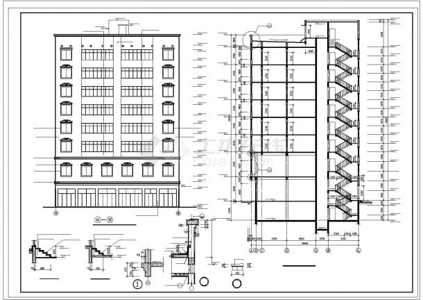 余姚市某社区3170平米八层框架结构商住楼建筑设计CAD图纸（1-2层商用）-图二