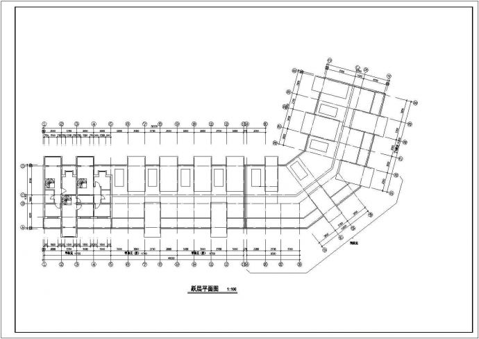 3450平米6层砖混结构转角式住宅楼平立面设计CAD图纸_图1