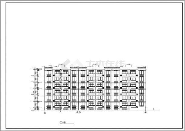 3400平米左右6层混合结构住宅楼平立剖面设计CAD图纸（含地下室）-图一