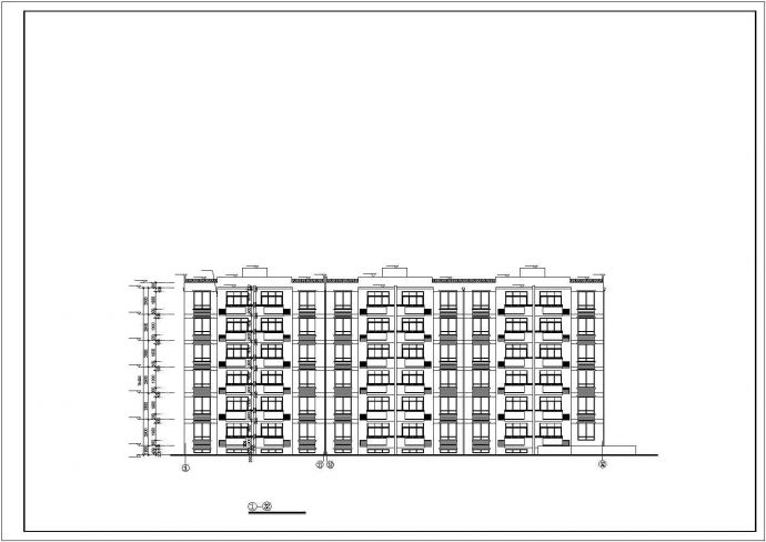 3400平米左右6层混合结构住宅楼平立剖面设计CAD图纸（含地下室）_图1