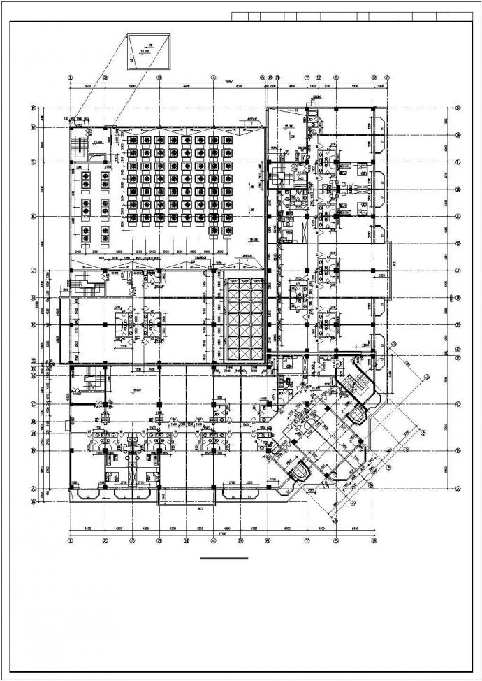 1万平米15层框架结构商住楼平立剖面设计CAD图纸（1-3层商用）_图1