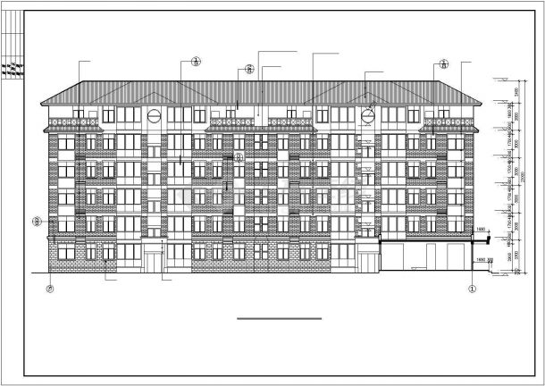 北京某现代化小区3200平米左右6层框混结构住宅楼建筑设计CAD图纸-图一