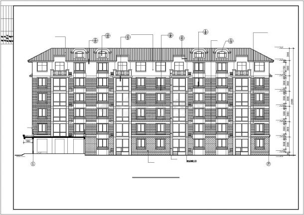 北京某现代化小区3200平米左右6层框混结构住宅楼建筑设计CAD图纸-图二