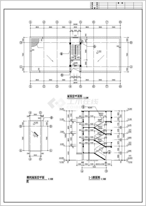 东莞市某工厂790平米3层框混结构职工餐厅建筑设计CAD图纸-图一