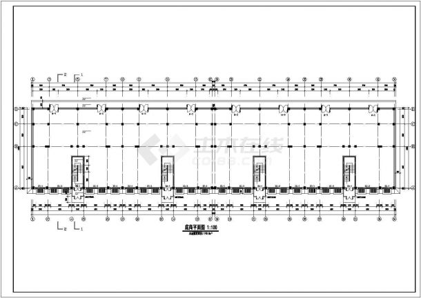 4100平米七层框架结构商住楼平立剖面设计CAD图纸（底层商铺）-图一