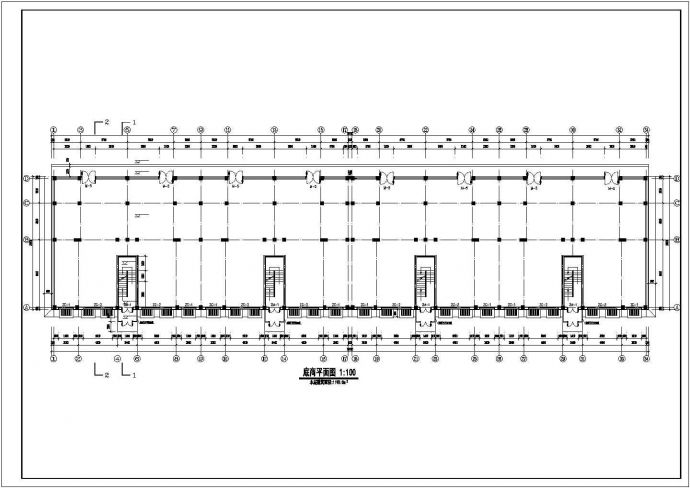 4100平米七层框架结构商住楼平立剖面设计CAD图纸（底层商铺）_图1